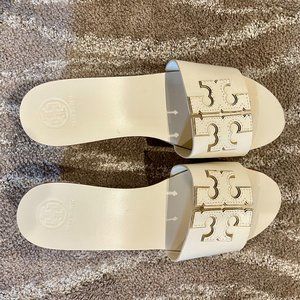 Tory Burch Ines NWOB Ivory Wedge Platform Slide 8